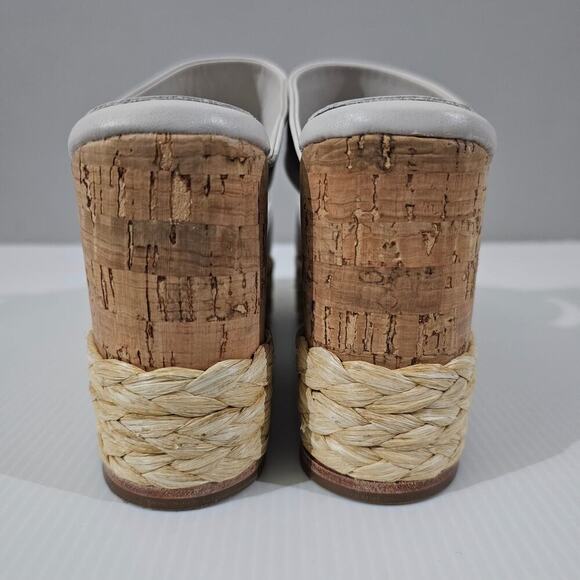 NEW Andre Assous Pilar Wedge Sandal EU 39 Platform Espadrille Off White Leather - Picture 8 of 13